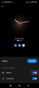 Zobrazování informací o stavu baterie