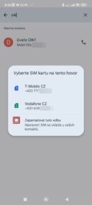 Možnost uložení volby pro daný kontakt