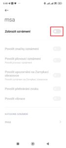 Deaktivujte přepínač Zobrazit oznámení