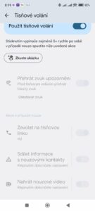 Nastavení funkce Tísňové volání