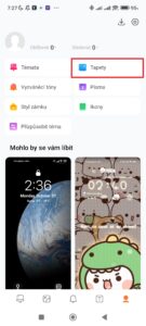 Otevřete sekci Tapety