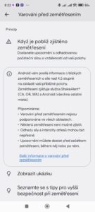 Podrobnosti o Varování před zemětřesením