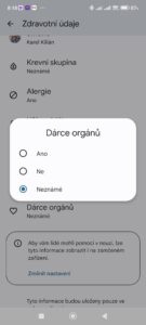 Zdravotní údaje