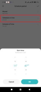 Nastavení času zapnutí