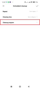 Sekce Cleanup program