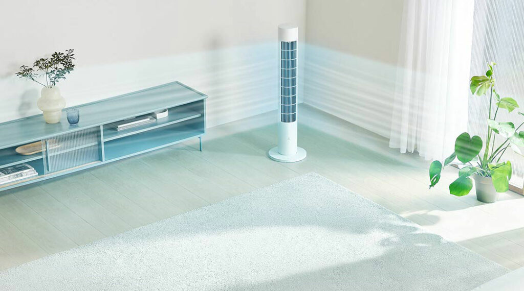 Vzduch proudí v úhlu 150 stupňů na vzdálenost až deseti metrů