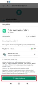 Platba probíhá přes Google Play