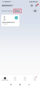 Sdílené zařízení je v sekci Share