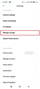 Sekce Manage storage