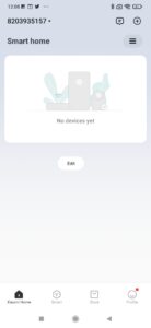 Uživatel je přihlášen a zatím nemá žádná zařízení