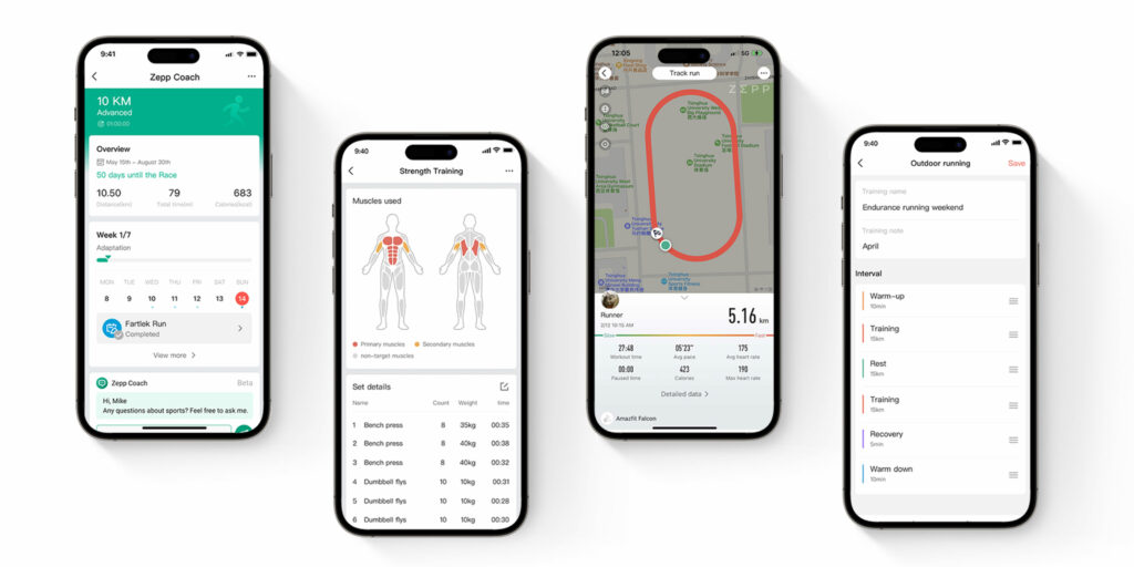 Údaje poskytované v aplikaci Zepp