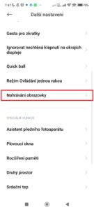 Otevřete Nahrávání obrazovky