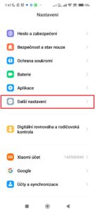 Pokračujte do sekce Další nastavení