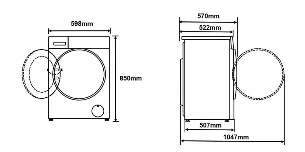 Chytrá pračka Xiaomi - rozměry