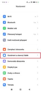 Přejděte do sekce Oznámení a stavový řádek