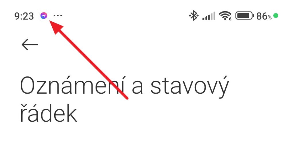 V oznámeních se zobrazuje jen jedna ikona a tři tečky