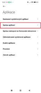 Přejděte do sekce Správa aplikací
