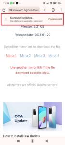 Probíhá stahování ROM