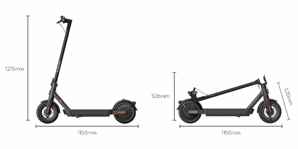 Rozměry nové elektrické koloběžky Xiaomi Electric Scooter 4 Pro (2nd Gen)