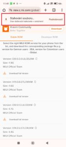 Stahování souboru s ROM