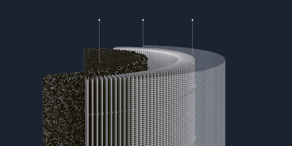 Vrstvy ve filtru čističky vzduchu