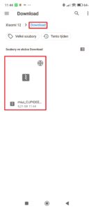 Vyberte stažený balíček (měl by se nacházet ve složce Download)