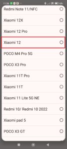 Zvolte model telefonu