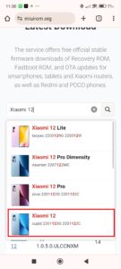 Zvolte odpovídající model telefonu z nabídky