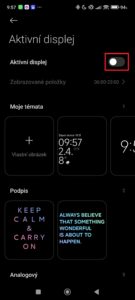 Aktivujte přepínač Aktivní displej