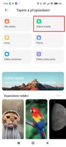 Klepněte na Aktivní displej