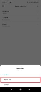 Nastavení frekvence opakování