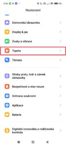 Pokračujte do sekce Tapeta