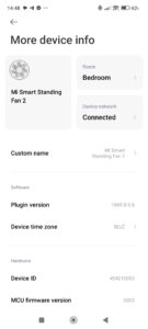 Sekce More device info