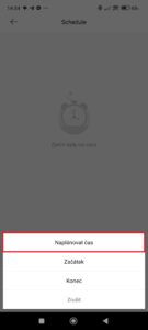 Volba automatického zapínání a vypínání