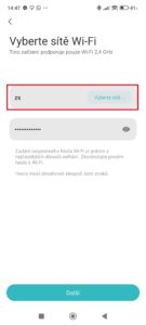Zvolte bezdrátovou síť