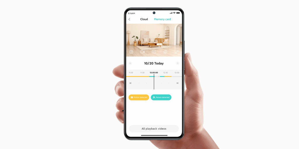 Možnost přehrávání záznamů v aplikaci Mi Home