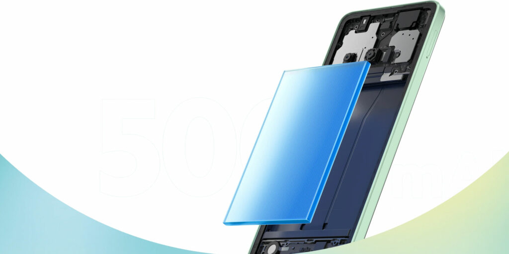 Telefon pohání uživatelsky nevyměnitelná baterie s kapacitou 5000 mAh