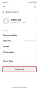 Klepněte na tlačítko Odhlásit se