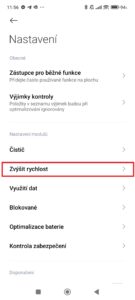 Pokračujte do sekce Zvýšit rychlost