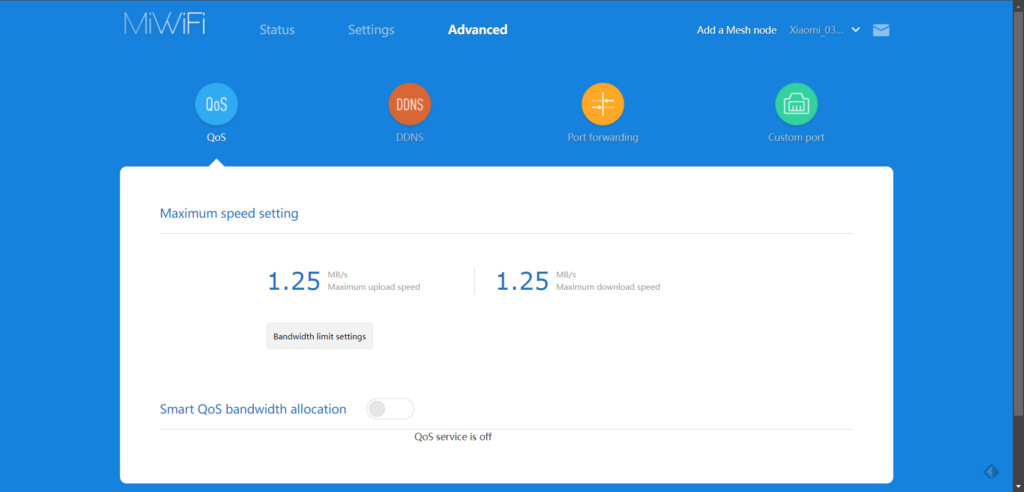 Sekce QoS - recenze Xiaomi Mesh System AX3000 NE