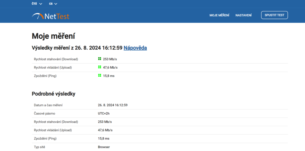 Výsledky měření přenosových rychlostí v rámci recenze Xiaomi Mesh System AX3000 NE