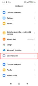 Jděte do sekce Další nastavení