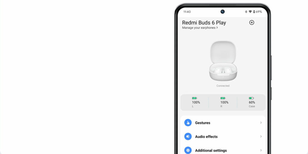 Nastavení sluchátek z aplikace