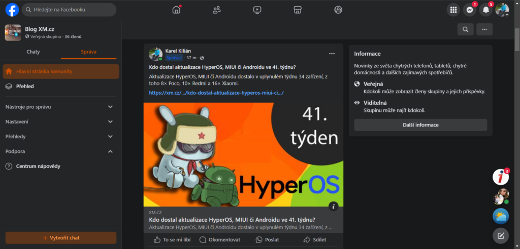 Skupina XM na Facebooku