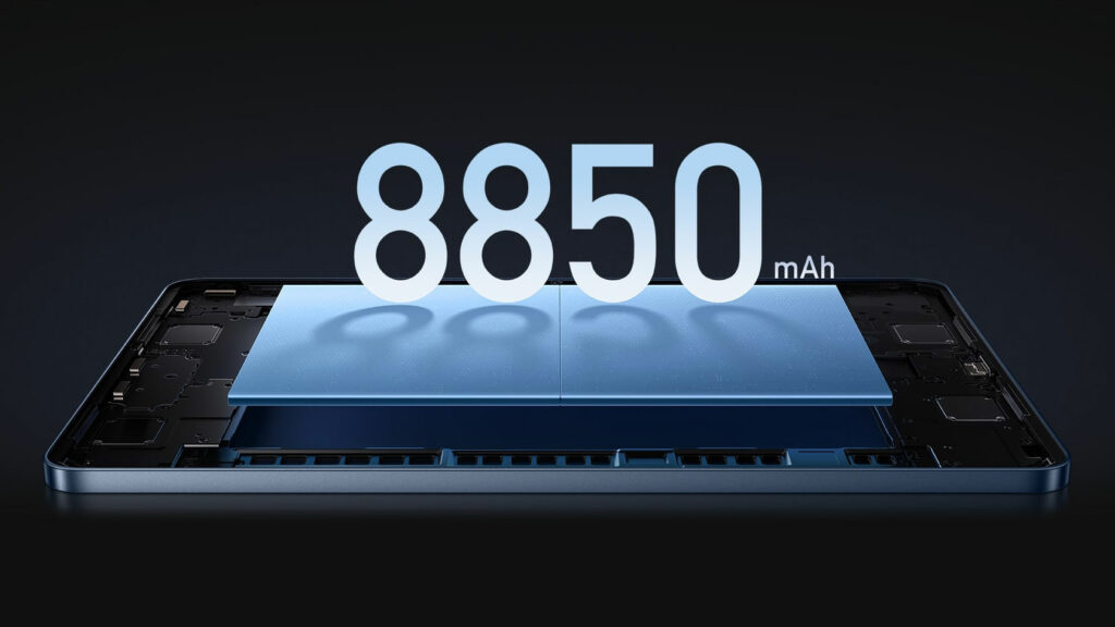 Tablet je vybaven baterií s kapacitou 8850 mAh