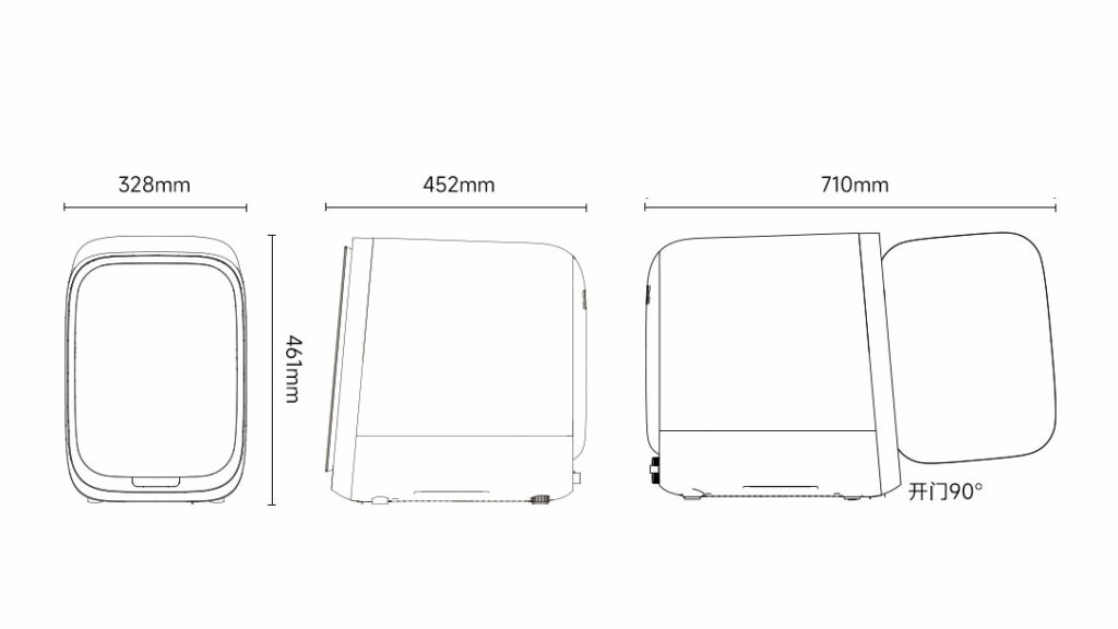 Mini pračka Xiaomi - rozměry