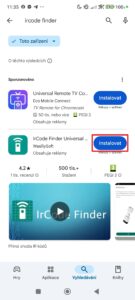 Instalovat aplikaci IrCode Finder Universal Remote