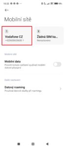 Otevřete SIM kartu, na které chcete aktivovat VoLTE
