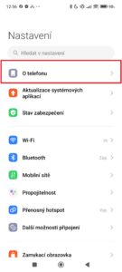 Pokračujte do sekce O telefonu