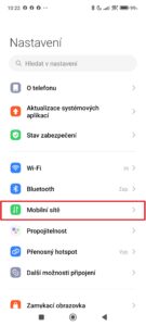Přejděte do sekce Mobilní sítě